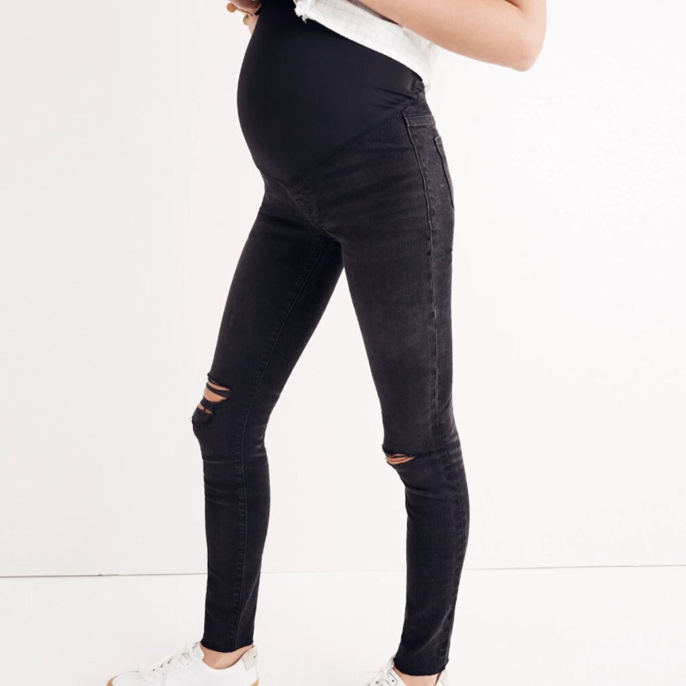 Madewell Over-the-Belly Black Skinny Maternity Jeans, size 26